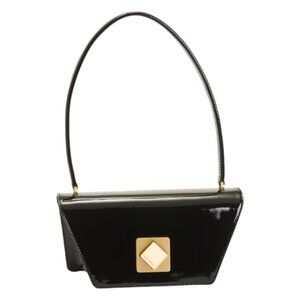 ARCADIA Made In Italy Patent Leather L Geo Shoulder Bag With Square Hardware